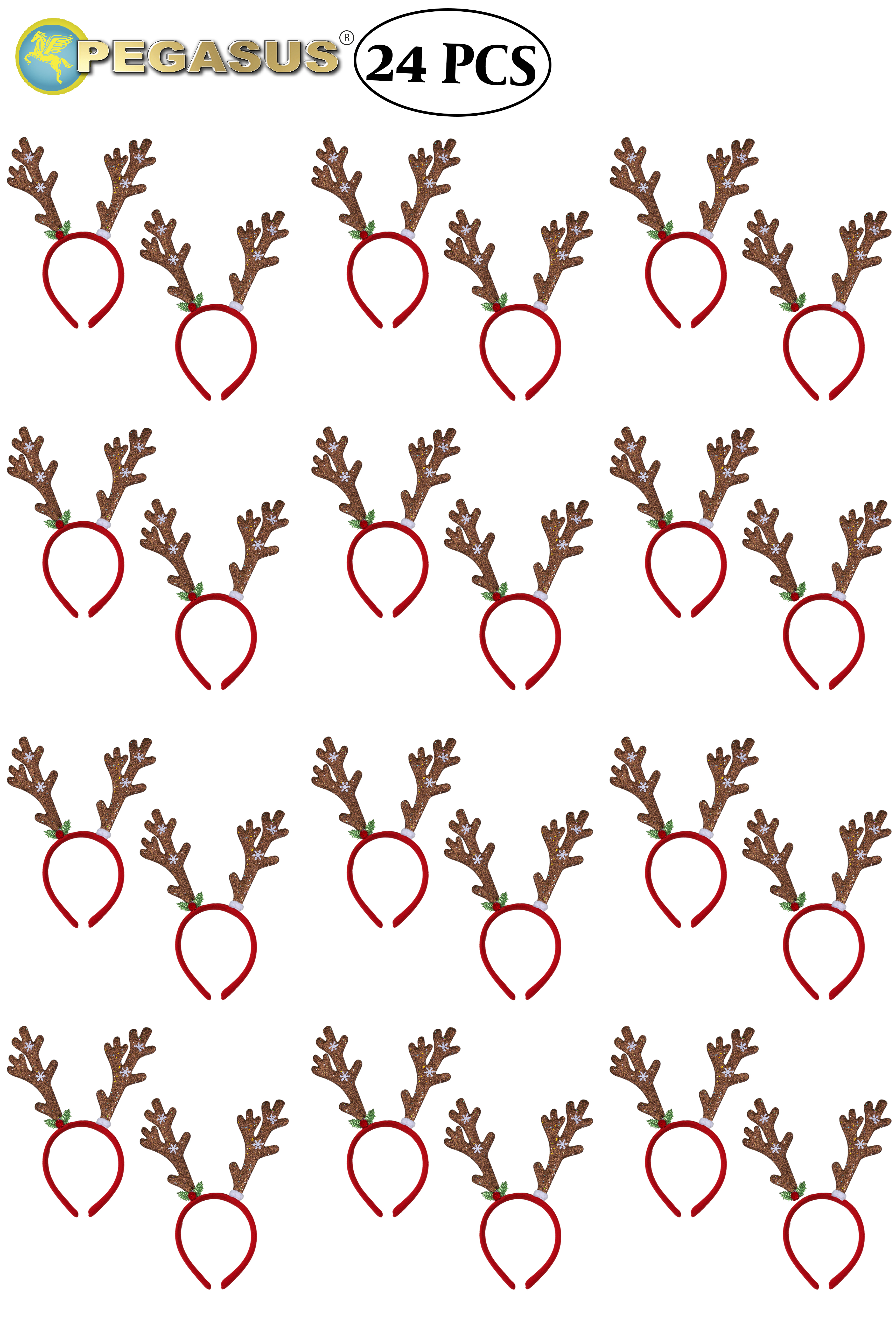 CERCHIETTO FRONTINO RENNA DI BABBO NATALE MARRONE (CF 24 PZ)